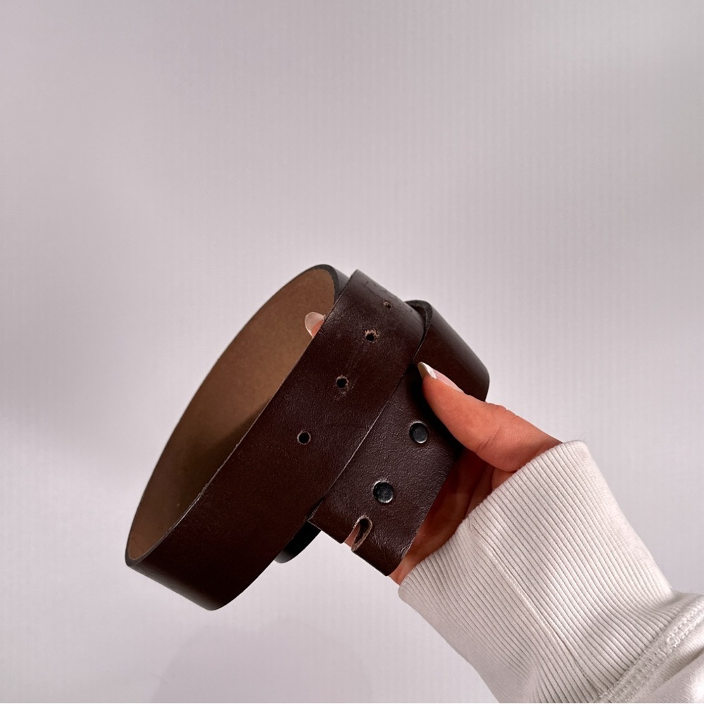 Made In USA Mens Leather Belt Brown Oil Tan Top Grain Size 38 - Picture 3 of 12